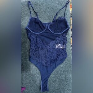 Blue lacy/mesh bodysuit